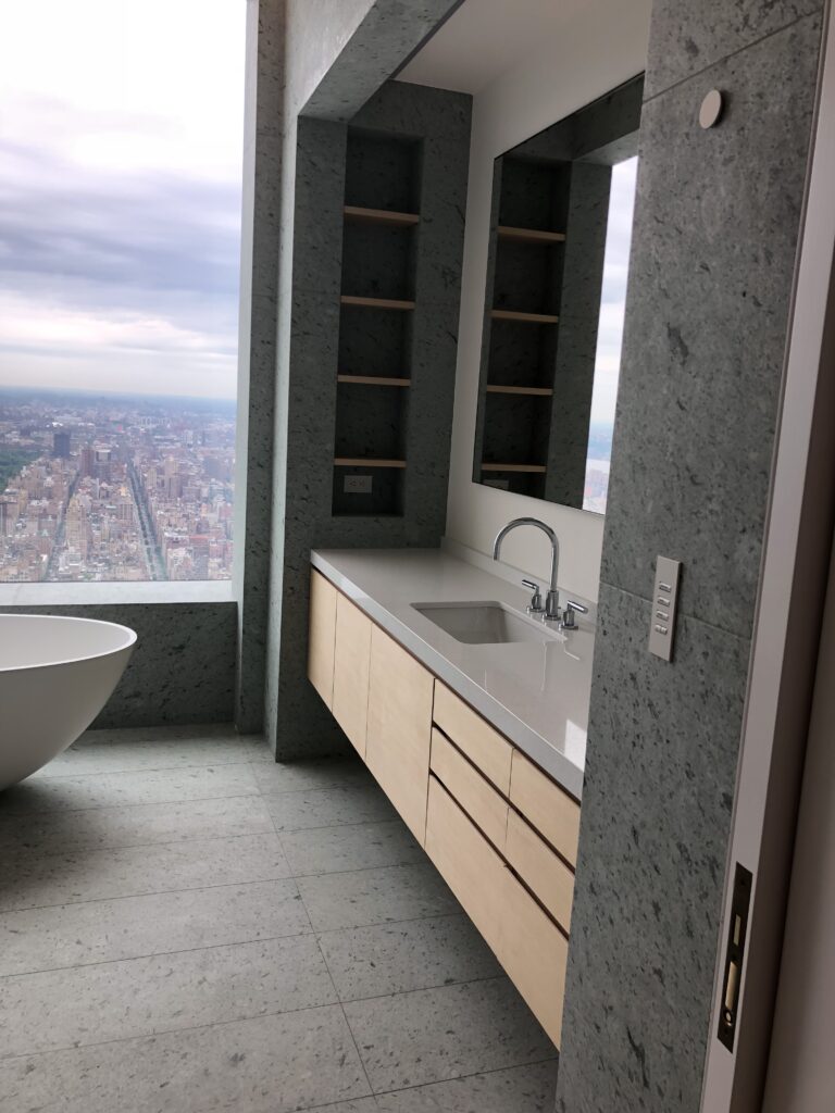 432 Park Ave bathroom 2 vanity niche with Japanese marble floor and walls