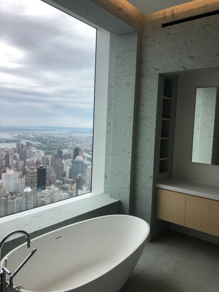 432 Park Ave bathroom 2 bathtub with Japanese marble slab floor and walls