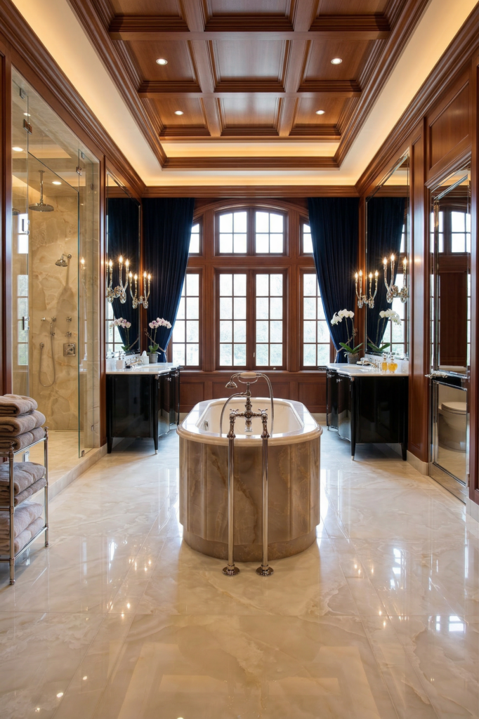 Massive estate with onyx primary bathroom