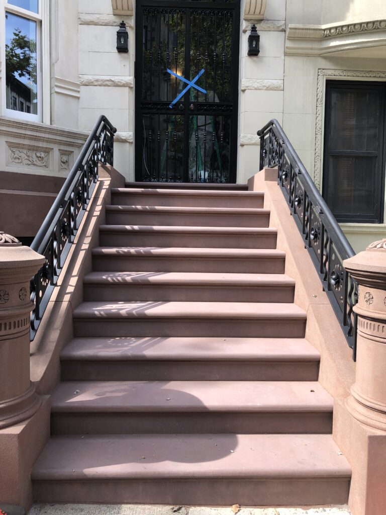 NYC townhouse with new brownstone staircase